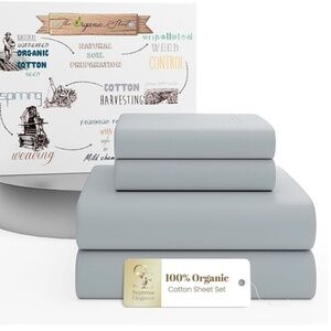 Purity HomeOrganic Cotton Ultra-Light &Breathable Percale Weave Sheet Set TwinXL